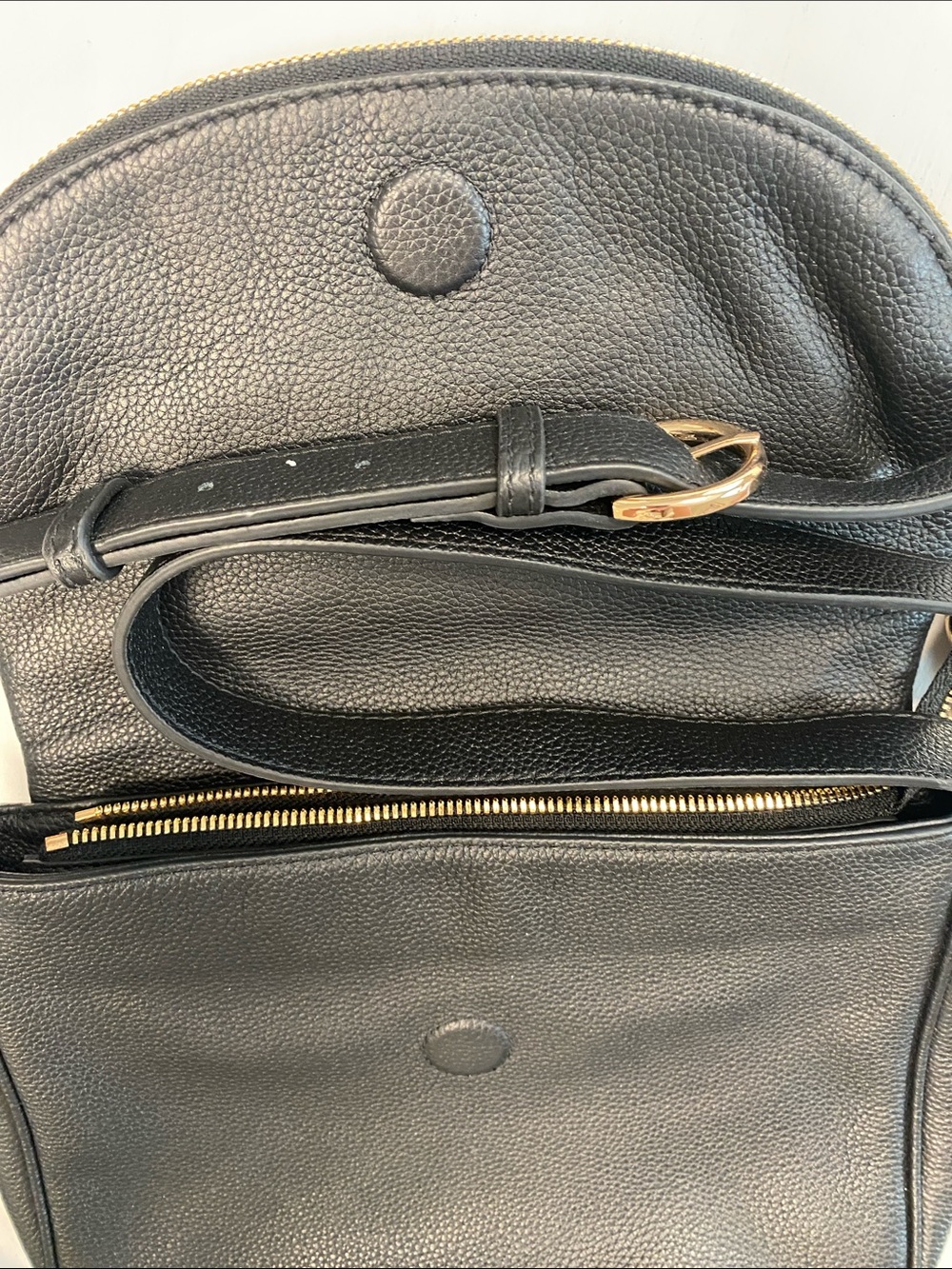 Quince Black Italian Leather Crossbody Bag with Gold Hardware Crossbody - Picture 4 of 10